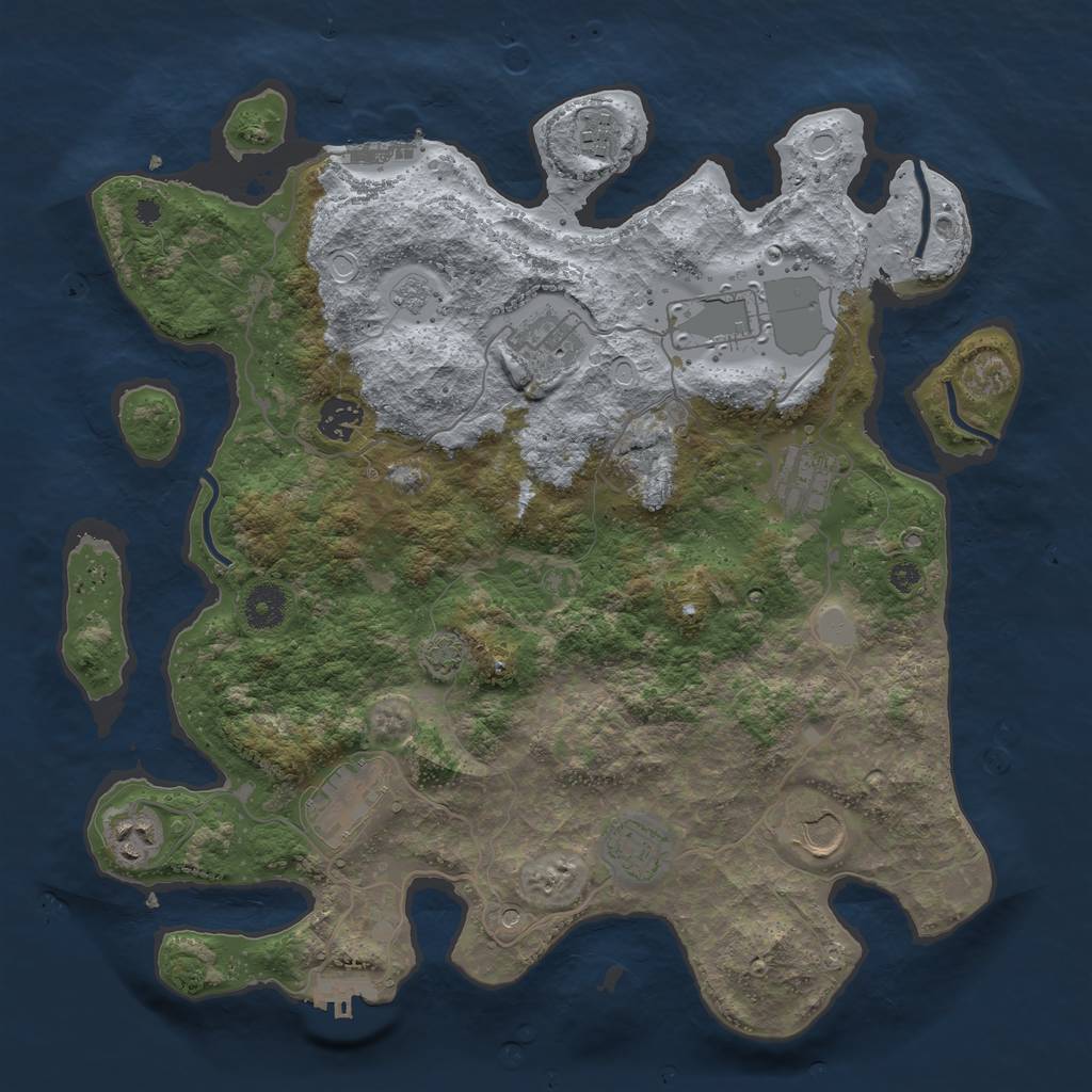 Rust Map: Procedural Map, Size: 3750, Seed: 127832, 17 Monuments