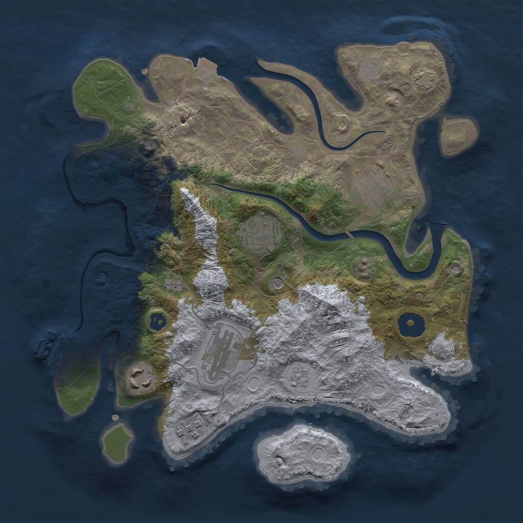 Rust Map: Procedural Map, Size: 3000, Seed: 9455, 10 Monuments