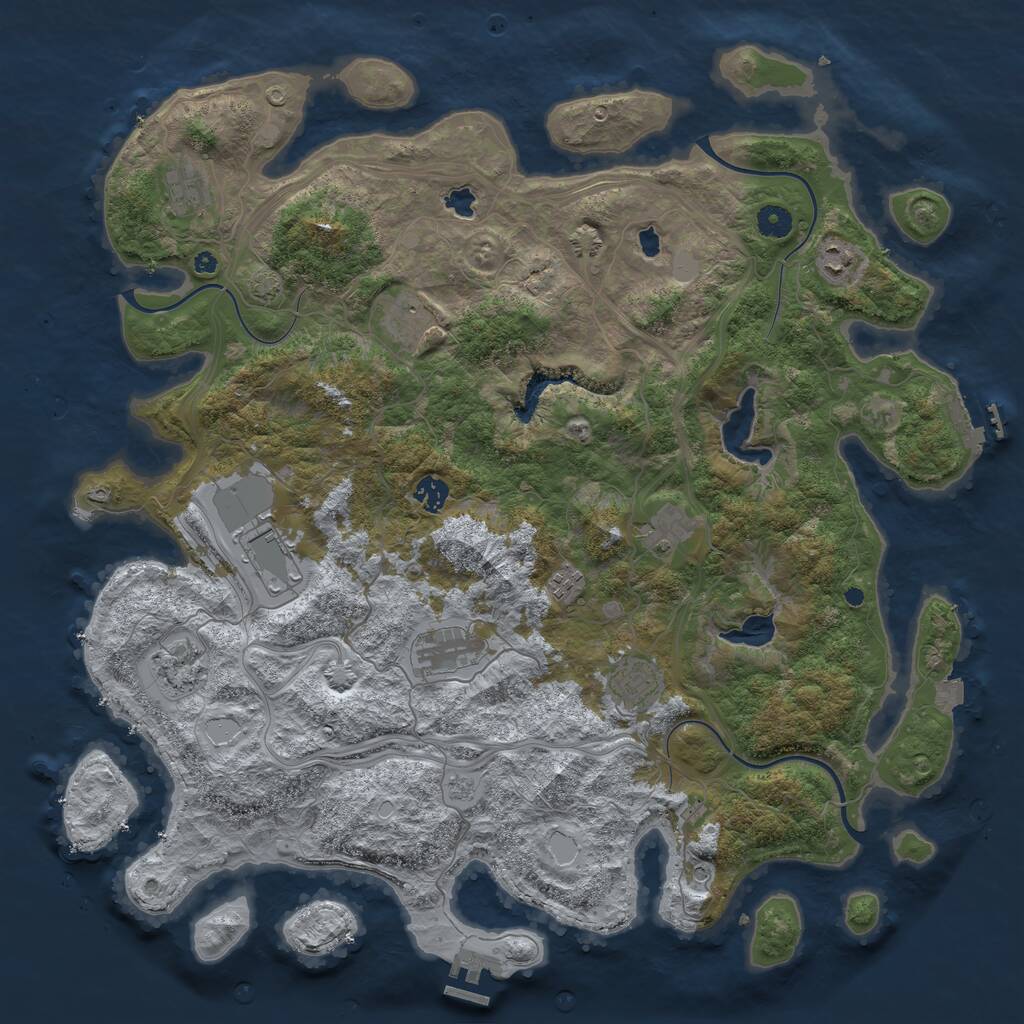 Rust Map: Procedural Map, Size: 4500, Seed: 1953074145, 16 Monuments