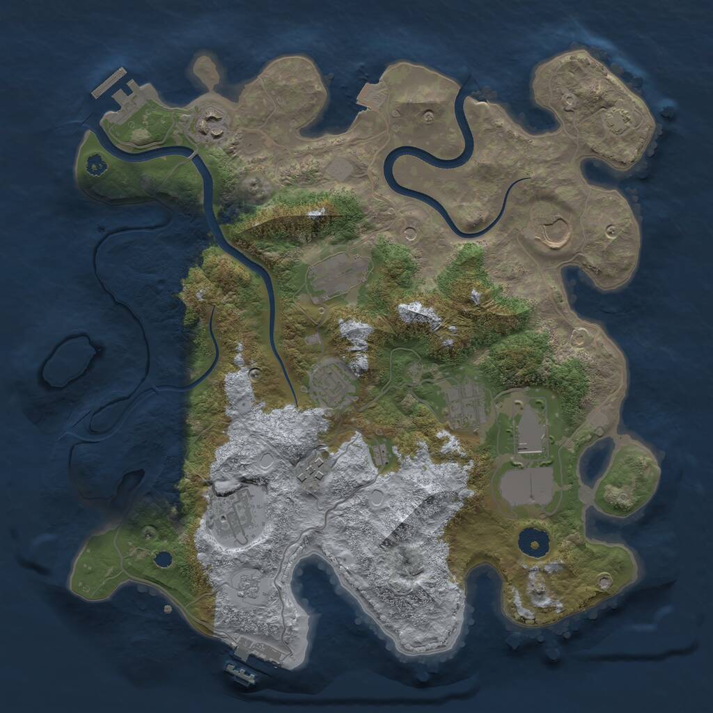 Rust Map: Procedural Map, Size: 3500, Seed: 323720221, 14 Monuments