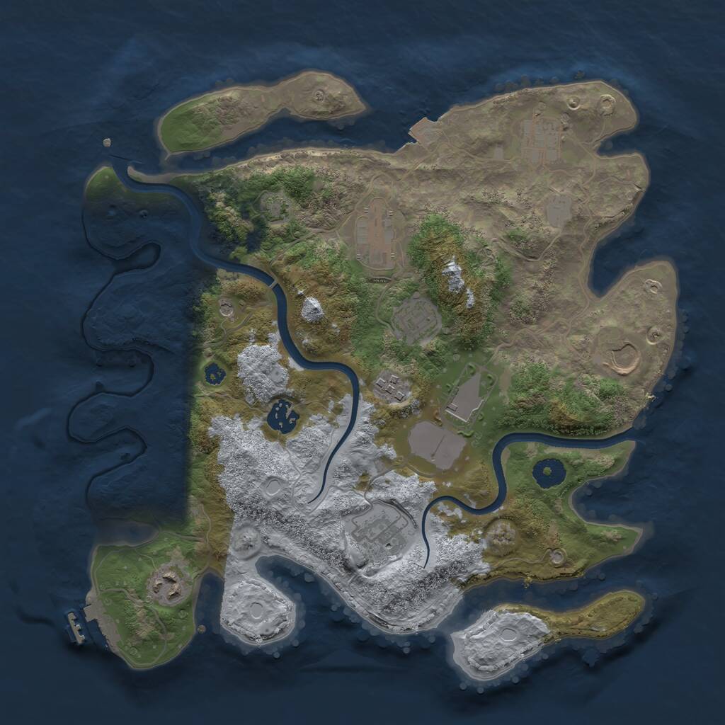 Rust Map: Procedural Map, Size: 3500, Seed: 878399338, 13 Monuments