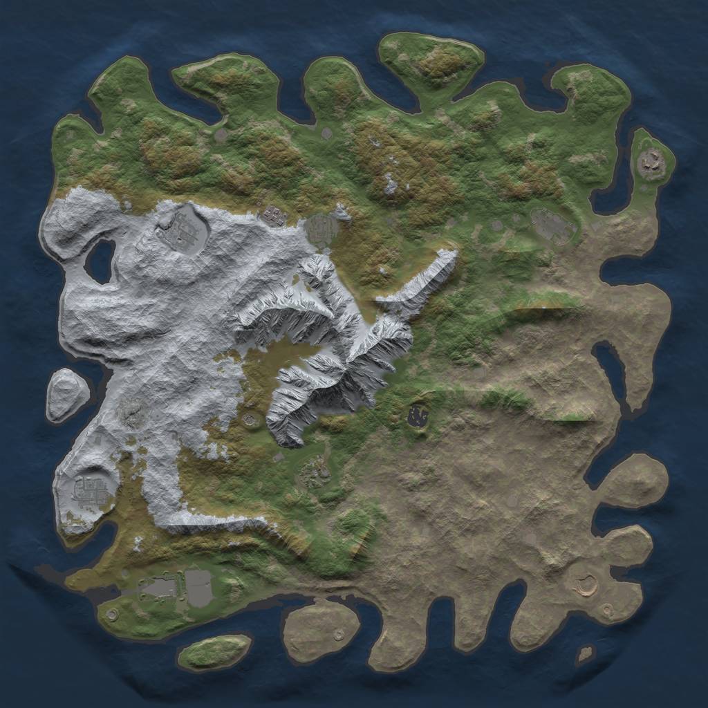 Rust Map: Barren, Size: 5000, Seed: 1808306638, 13 Monuments