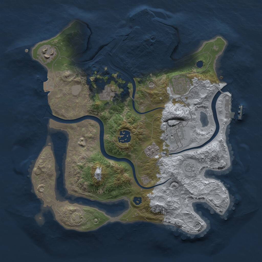 Rust Map: Procedural Map, Size: 3000, Seed: 6636, 12 Monuments
