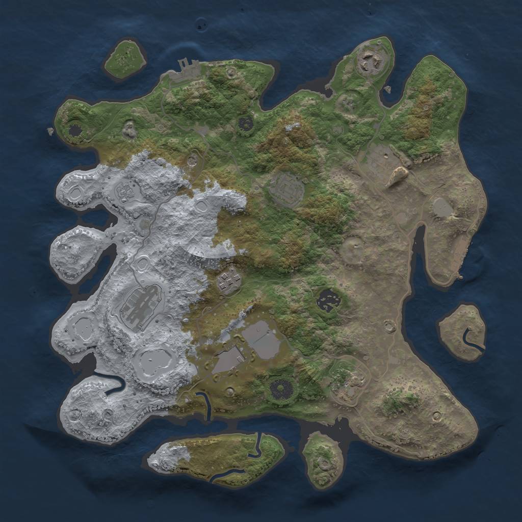 Rust Map: Procedural Map, Size: 3500, Seed: 1523478224, 15 Monuments
