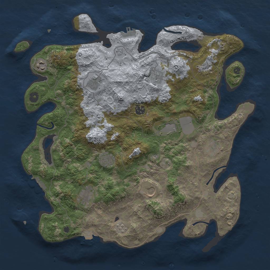Rust Map: Procedural Map, Size: 4000, Seed: 364308601, 19 Monuments