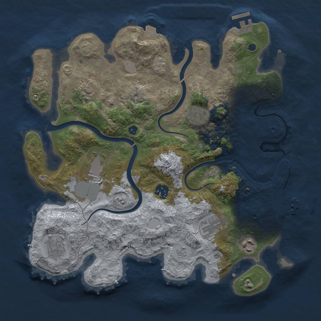 Rust Map: Procedural Map, Size: 3500, Seed: 1490652193, 14 Monuments