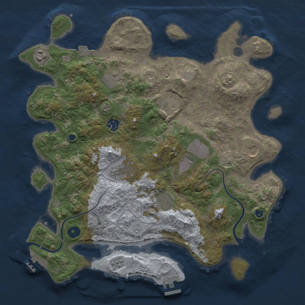 Rust Map: Procedural Map, Size: 3800, Seed: 40623, 15 Monuments