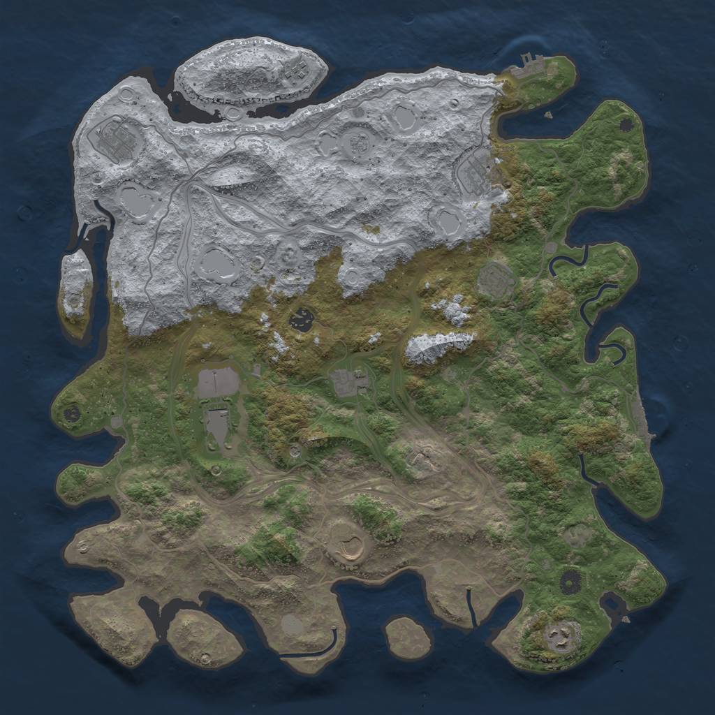 Rust Map: Procedural Map, Size: 4500, Seed: 594, 16 Monuments