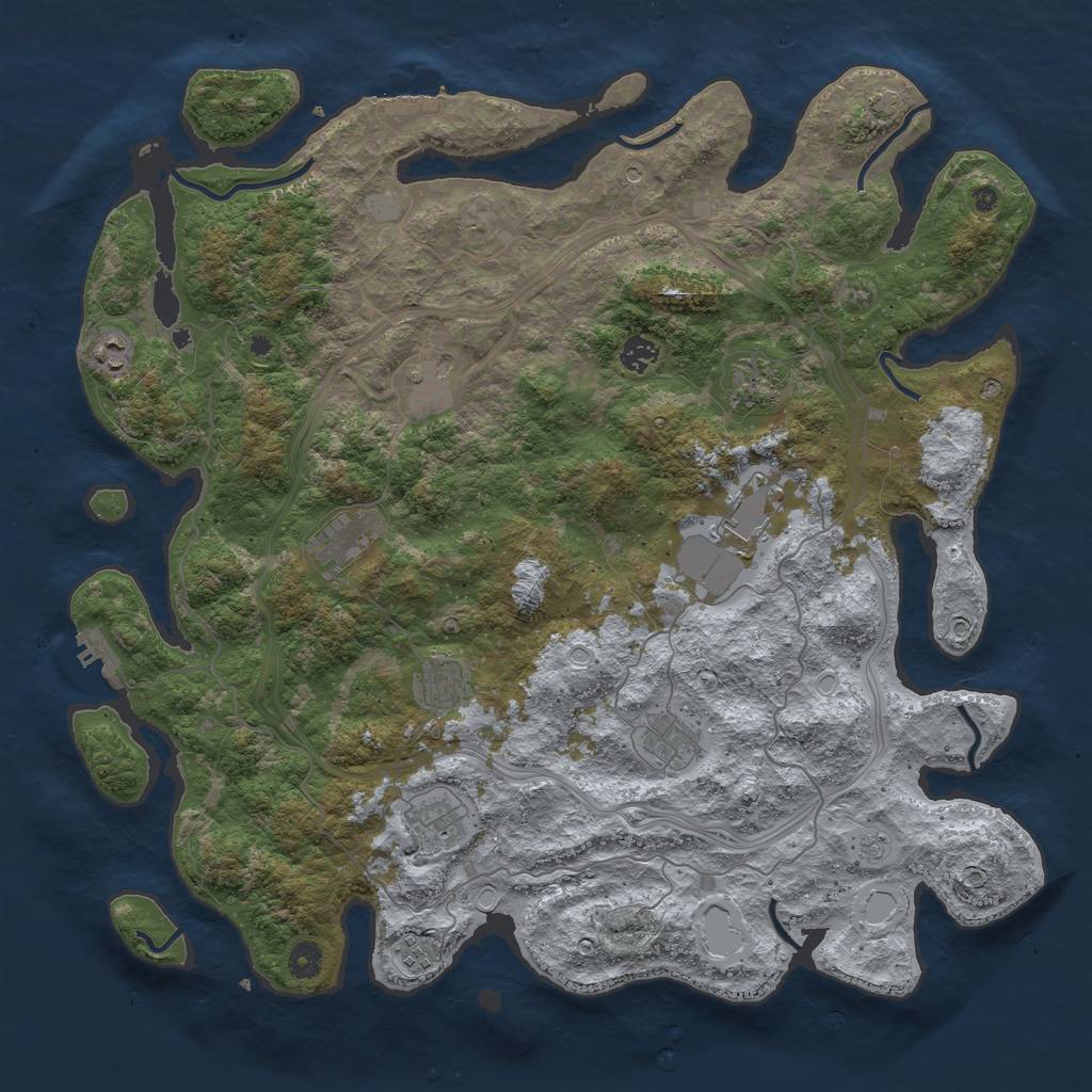 Rust Map: Procedural Map, Size: 4500, Seed: 578627550, 18 Monuments