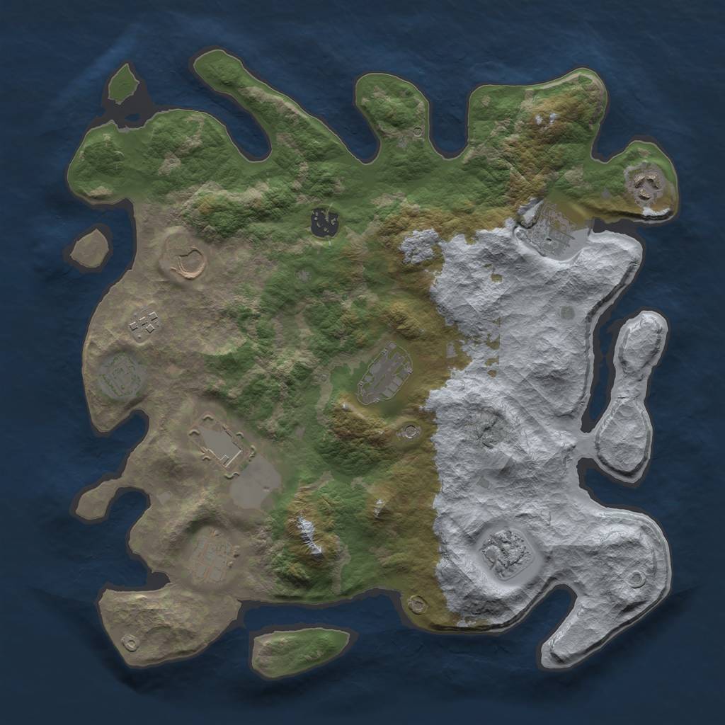 Rust Map: Barren, Size: 3700, Seed: 1347088240, 13 Monuments