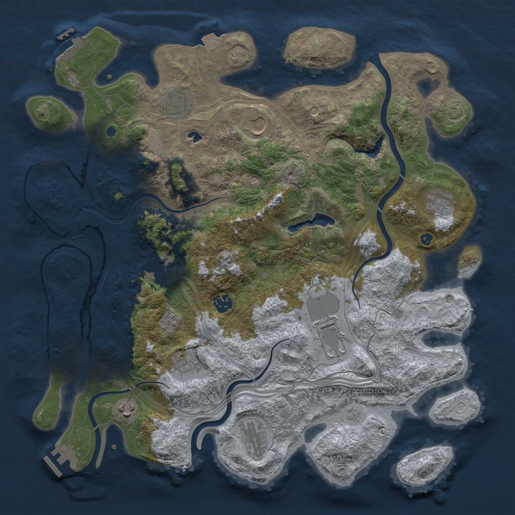 Rust Map: Procedural Map, Size: 4250, Seed: 1869082673, 16 Monuments