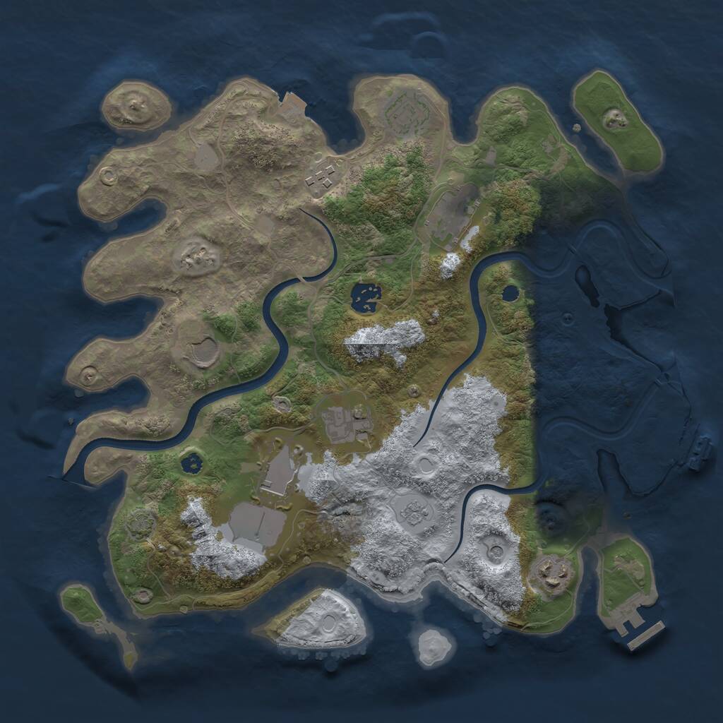 Rust Map: Procedural Map, Size: 3500, Seed: 1340998975, 14 Monuments