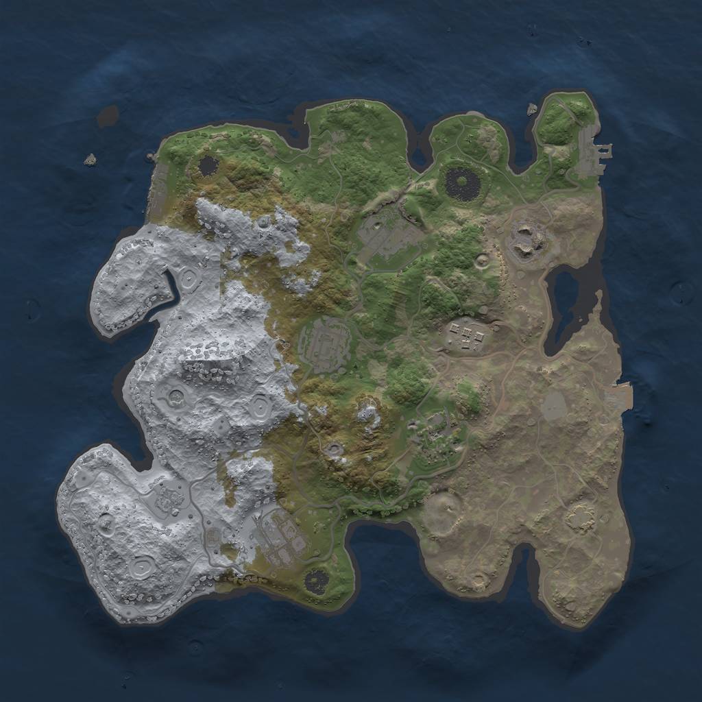 Rust Map: Procedural Map, Size: 3000, Seed: 28870, 14 Monuments