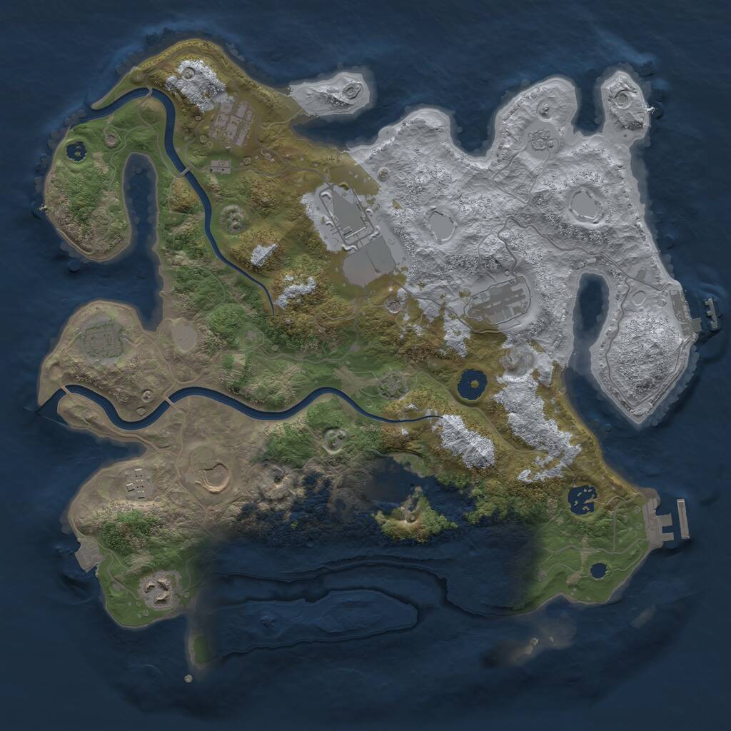 Rust Map: Procedural Map, Size: 3700, Seed: 2008517300, 15 Monuments
