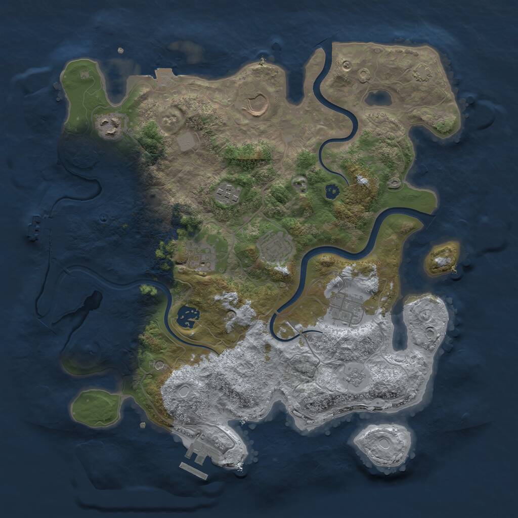 Rust Map: Procedural Map, Size: 3500, Seed: 1797821686, 13 Monuments