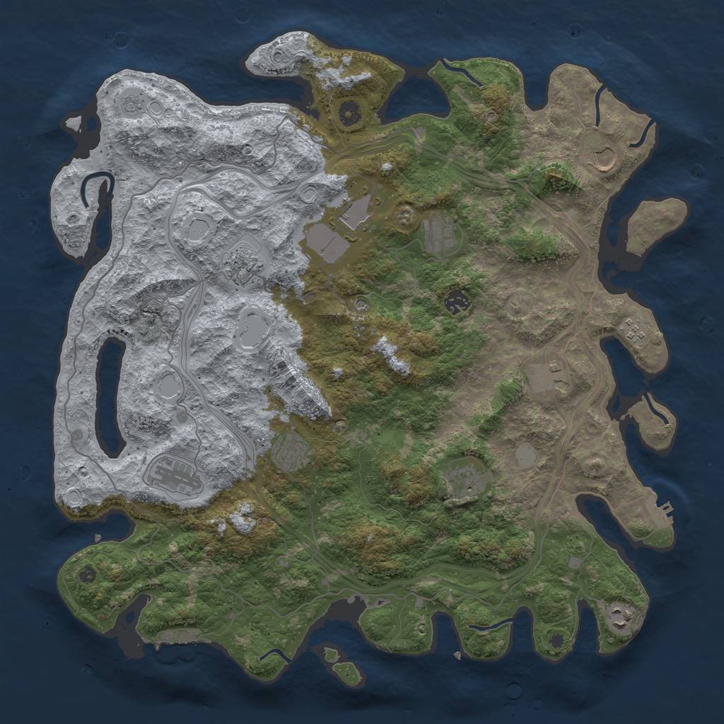 Rust Map: Procedural Map, Size: 4500, Seed: 119999, 18 Monuments