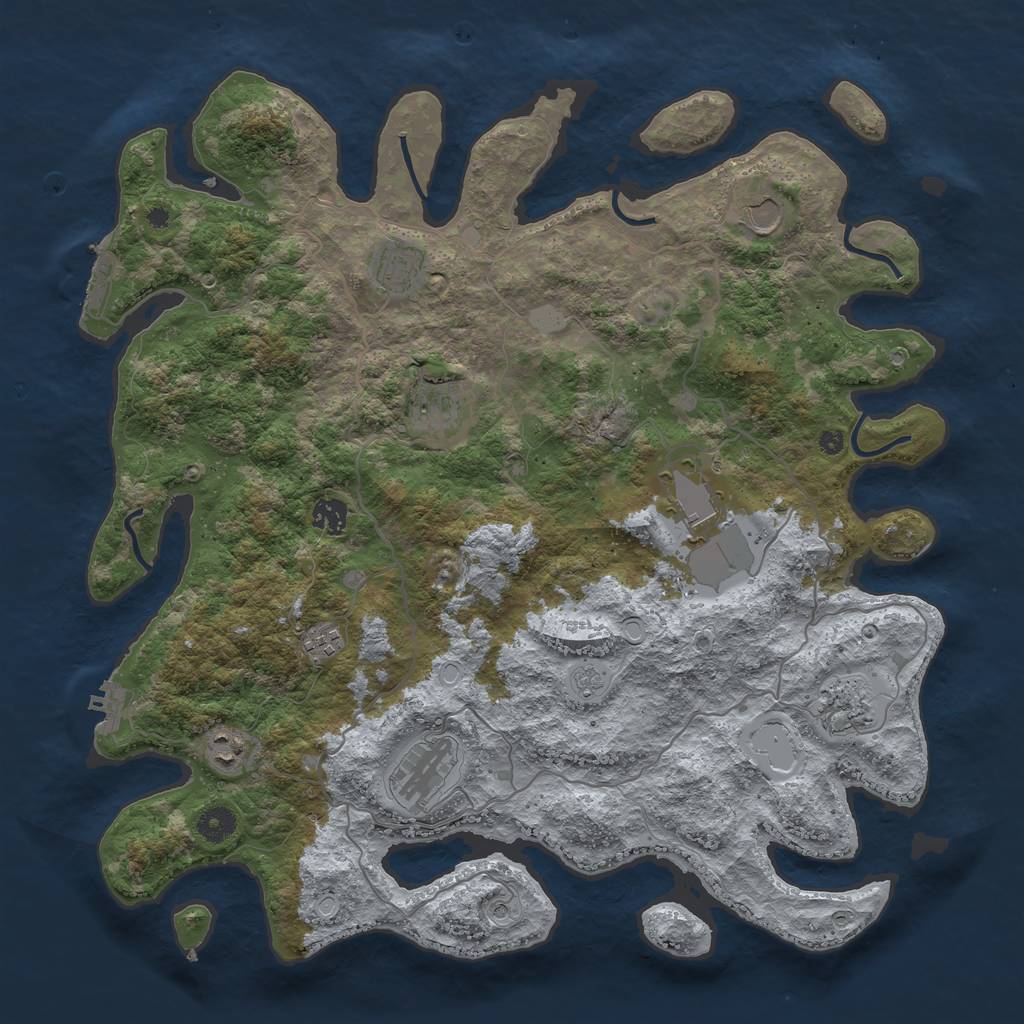 Rust Map: Procedural Map, Size: 4200, Seed: 967363984, 16 Monuments