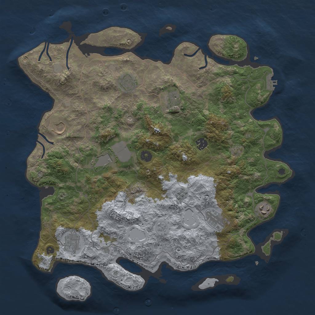 Rust Map: Procedural Map, Size: 4050, Seed: 2140506121, 15 Monuments