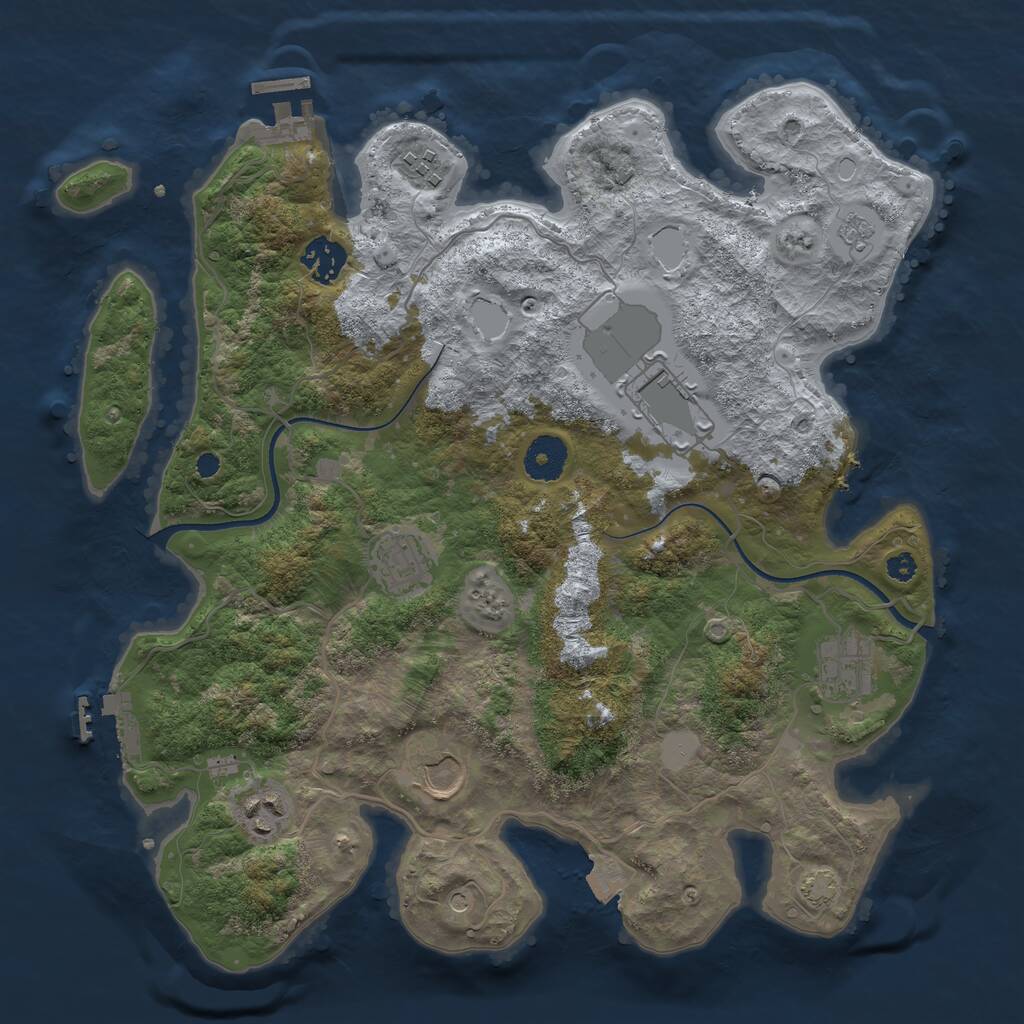 Rust Map: Procedural Map, Size: 3500, Seed: 1615498363, 13 Monuments
