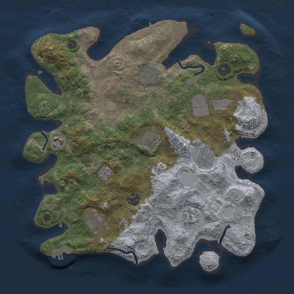 Rust Map: Procedural Map, Size: 3500, Seed: 6819, 16 Monuments