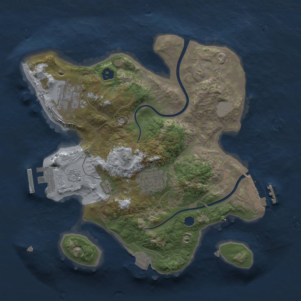 Rust Map: Procedural Map, Size: 2500, Seed: 520786076, 6 Monuments