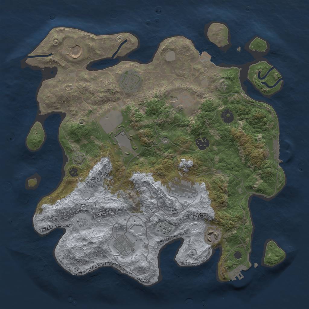 Rust Map: Procedural Map, Size: 3500, Seed: 1984847910, 17 Monuments