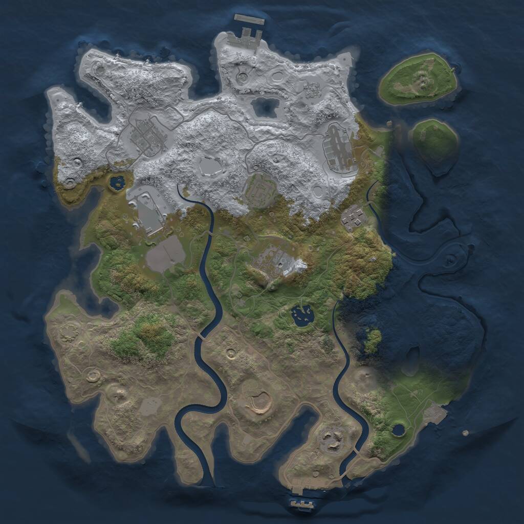 Rust Map: Procedural Map, Size: 3500, Seed: 1185271056, 15 Monuments