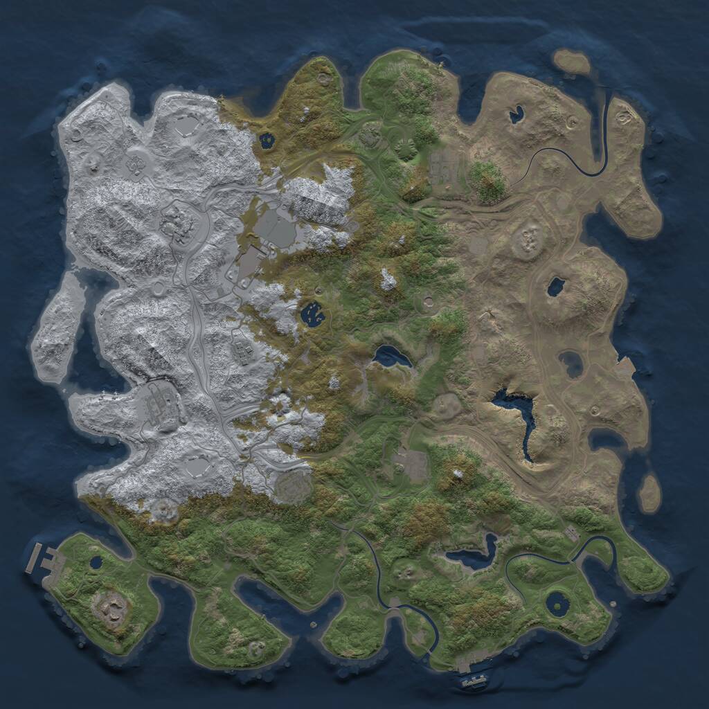 Rust Map: Procedural Map, Size: 4500, Seed: 7496, 15 Monuments