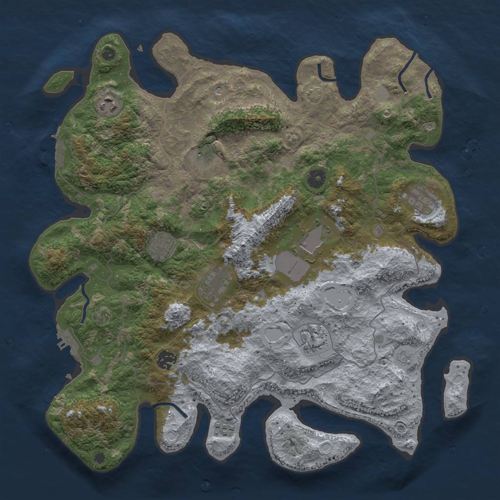 Rust Map: Procedural Map, Size: 4000, Seed: 1172887670, 17 Monuments