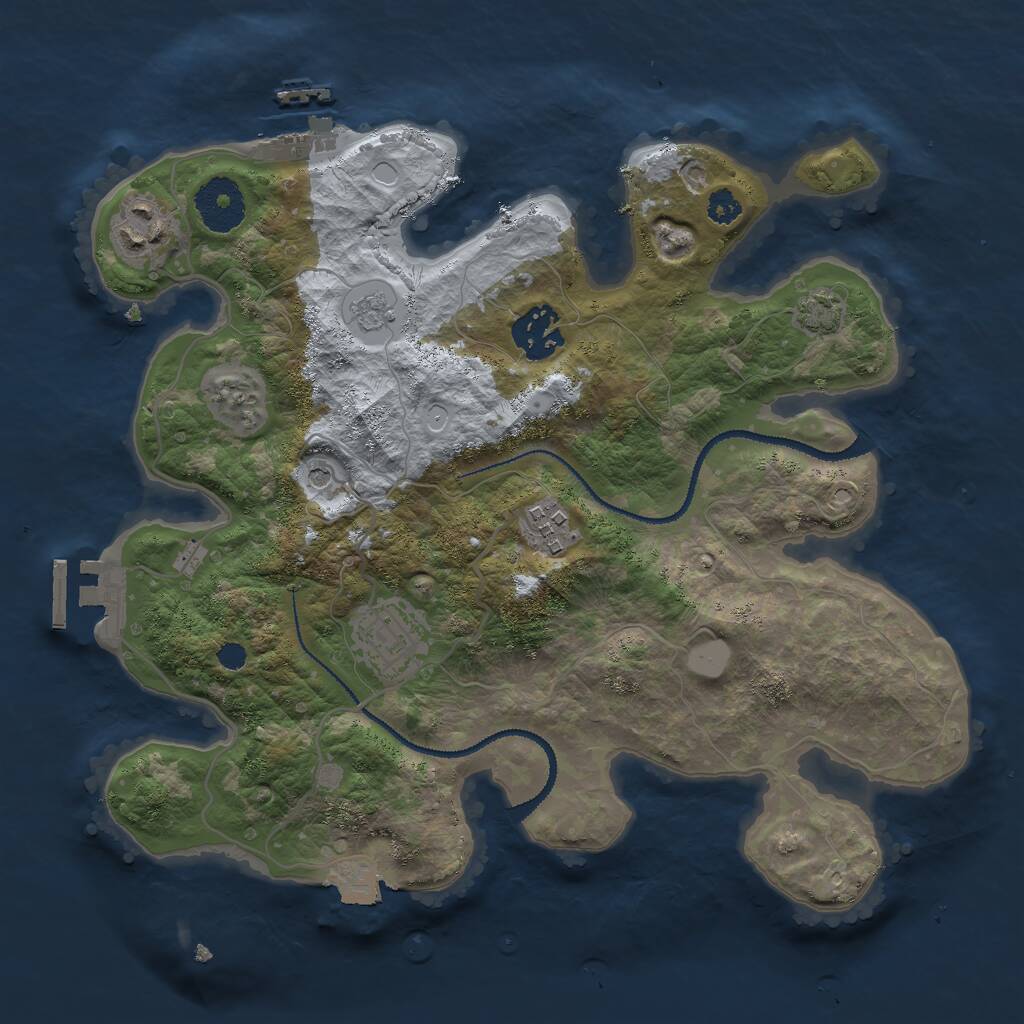 Rust Map: Procedural Map, Size: 3000, Seed: 50294414, 10 Monuments