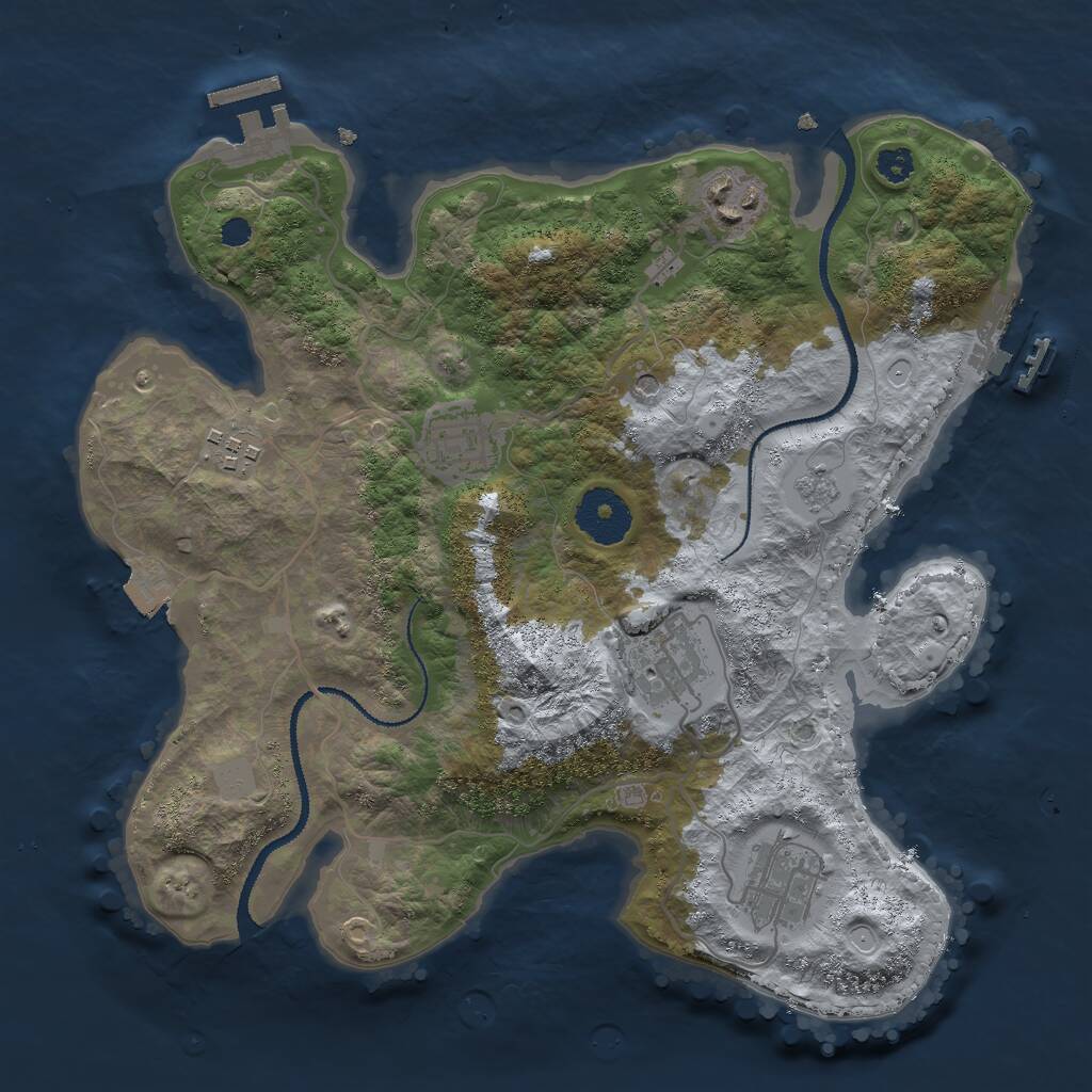 Rust Map: Procedural Map, Size: 3000, Seed: 2057976790, 10 Monuments