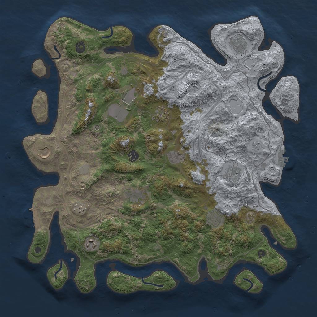 Rust Map: Procedural Map, Size: 4250, Seed: 528583808, 18 Monuments