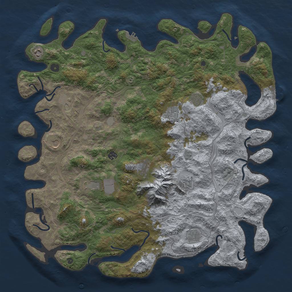 Rust Map: Procedural Map, Size: 5000, Seed: 528121, 18 Monuments