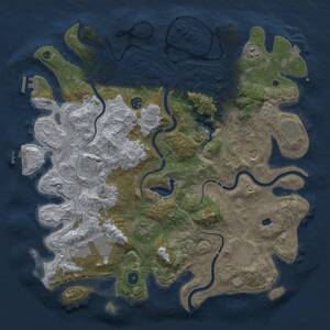 Thumbnail Rust Map: Procedural Map, Size: 4300, Seed: 50118, 15 Monuments