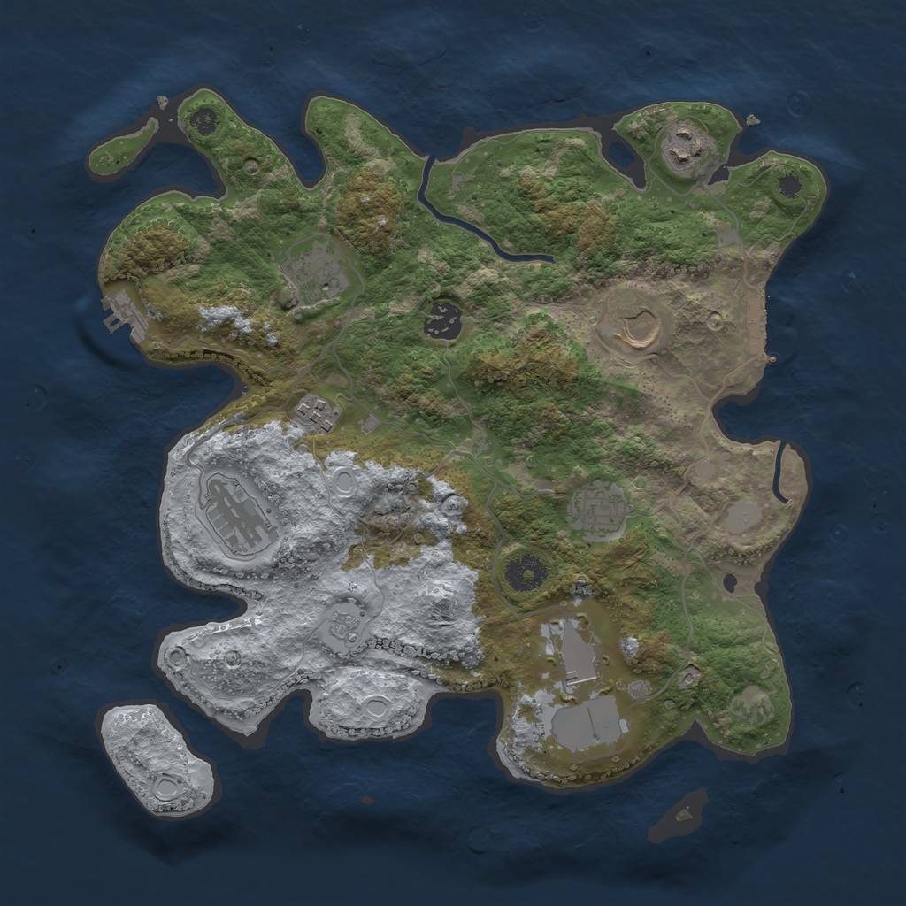 Rust Map: Procedural Map, Size: 3500, Seed: 2047619652, 14 Monuments