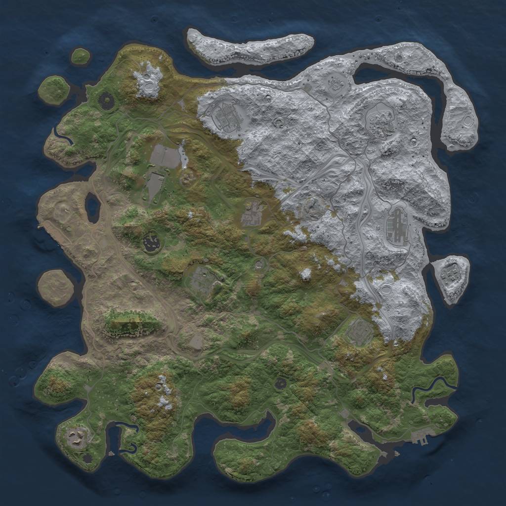 Rust Map: Procedural Map, Size: 4500, Seed: 674103217, 17 Monuments