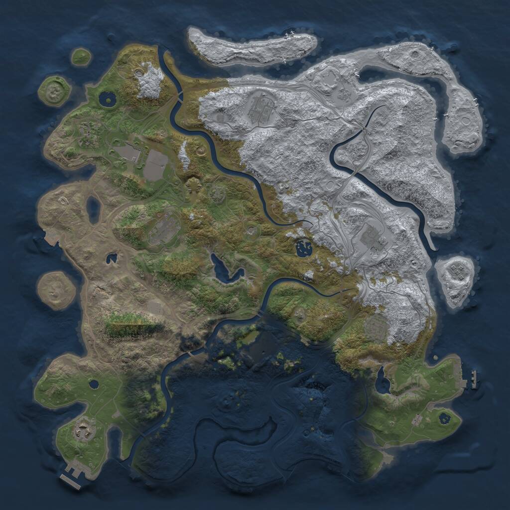 Rust Map: Procedural Map, Size: 4500, Seed: 674103217, 16 Monuments