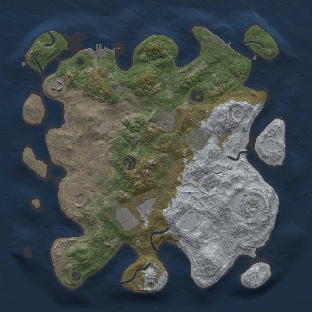 Rust Map: Procedural Map, Size: 3500, Seed: 4490278, 15 Monuments