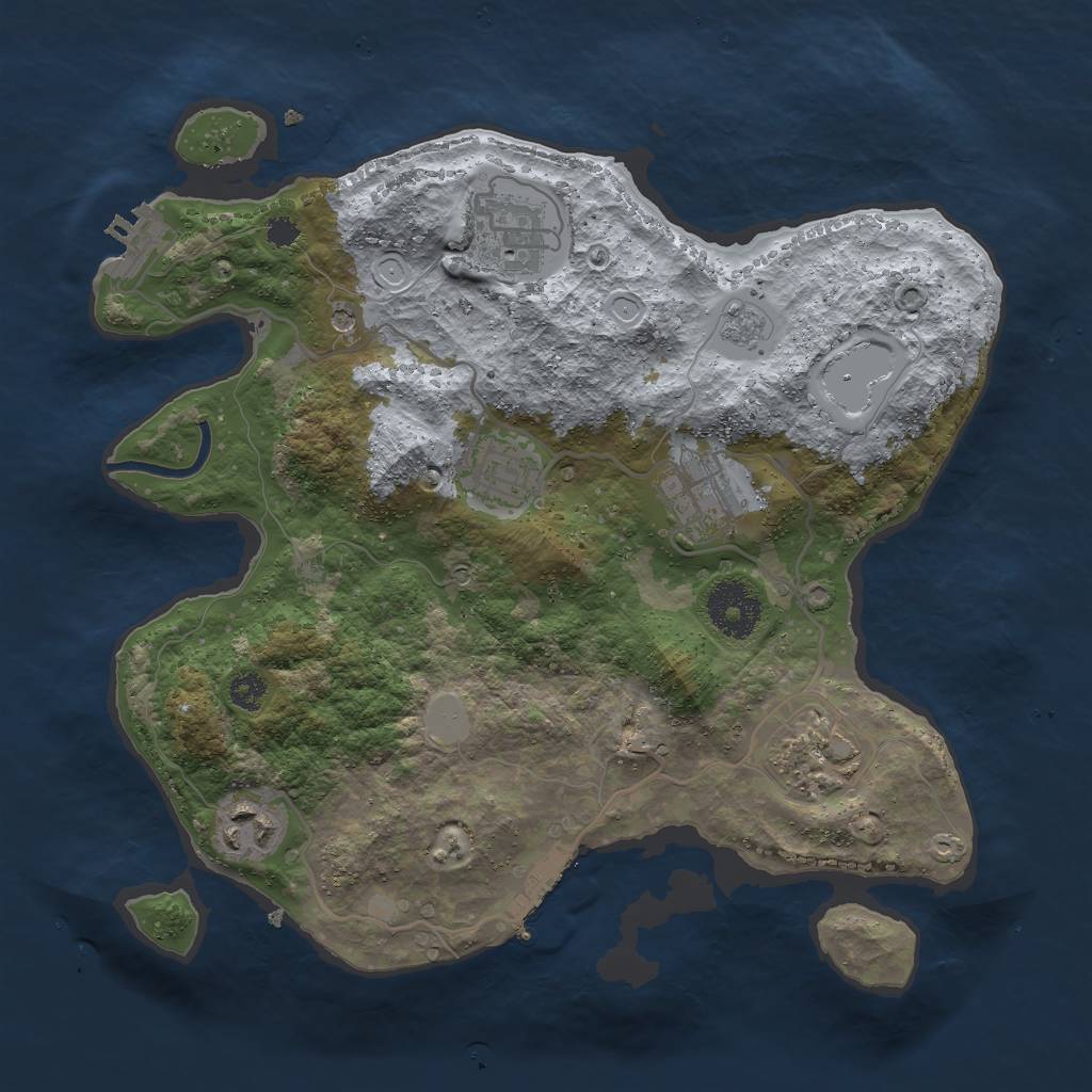 Rust Map: Procedural Map, Size: 3000, Seed: 2135182987, 12 Monuments