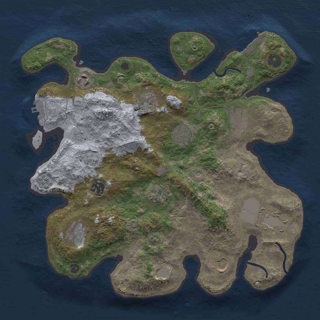 Rust Map: Procedural Map, Size: 3500, Seed: 1290537915, 17 Monuments
