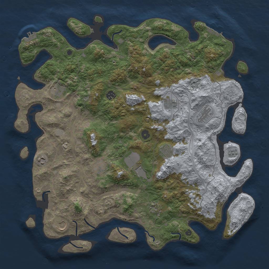 Rust Map: Procedural Map, Size: 4500, Seed: 882163776, 18 Monuments