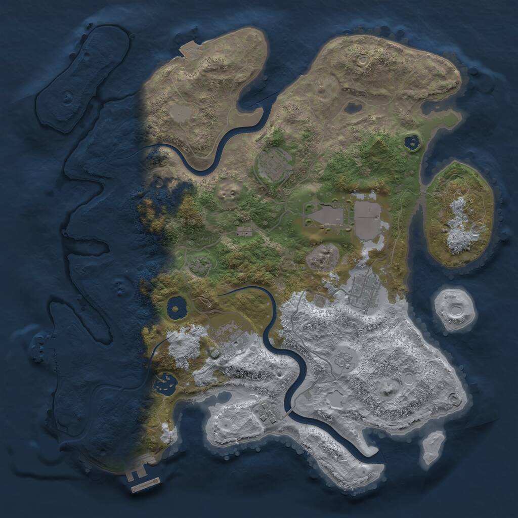 Rust Map: Procedural Map, Size: 3500, Seed: 705629873, 12 Monuments