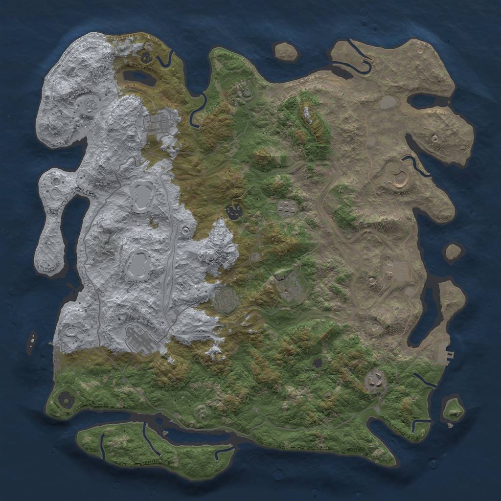 Rust Map: Procedural Map, Size: 4500, Seed: 2042542908, 17 Monuments