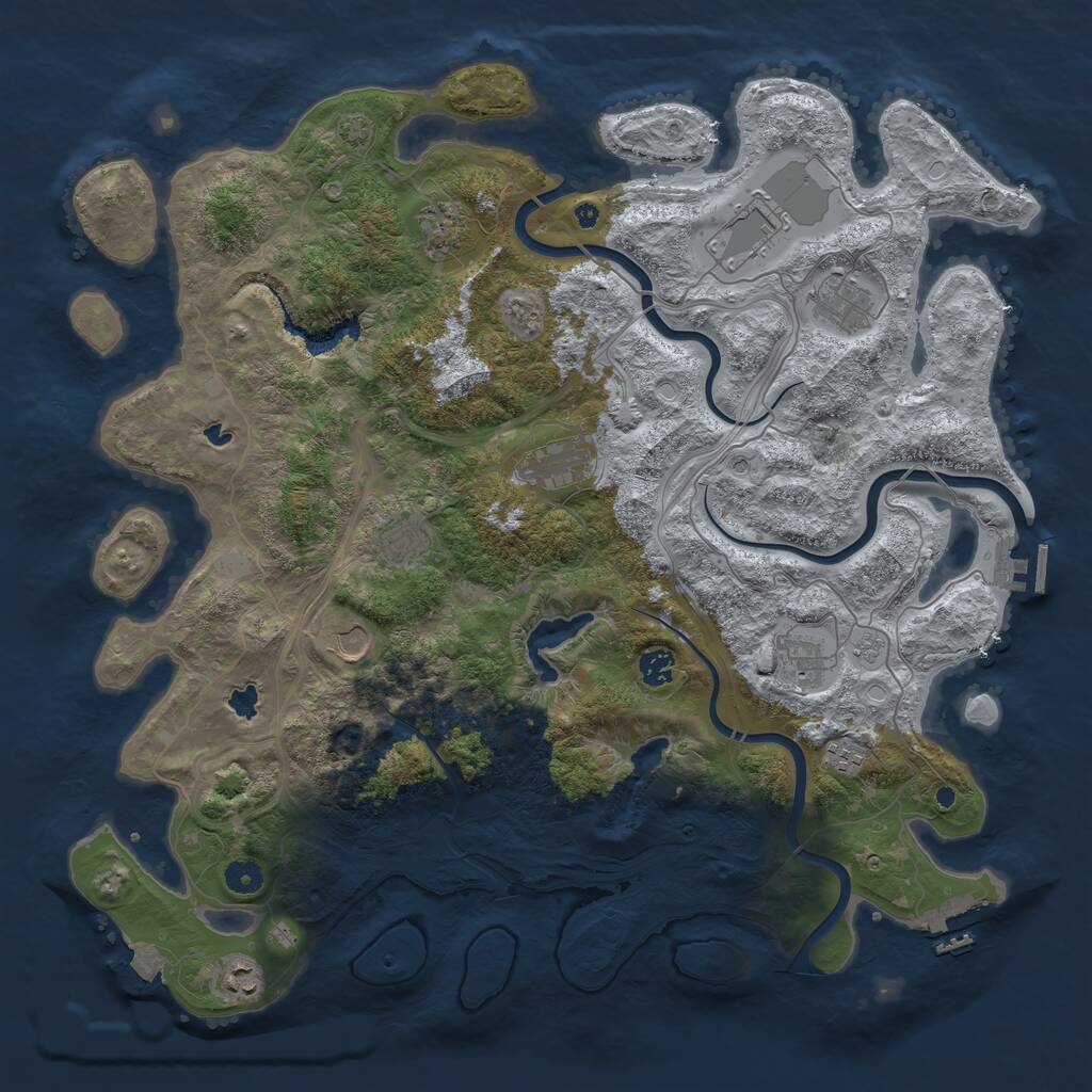 Rust Map: Procedural Map, Size: 4500, Seed: 1720441071, 16 Monuments