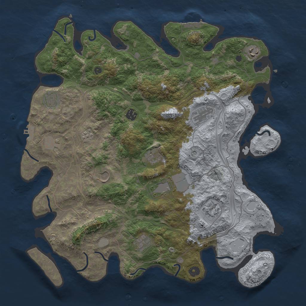 Rust Map: Procedural Map, Size: 4250, Seed: 41706406, 18 Monuments