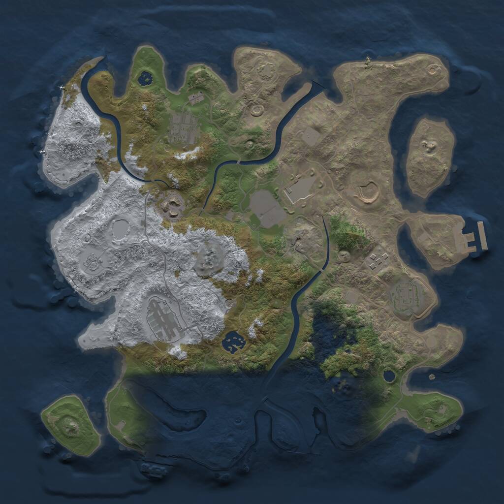 Rust Map: Procedural Map, Size: 3500, Seed: 1100073122, 14 Monuments