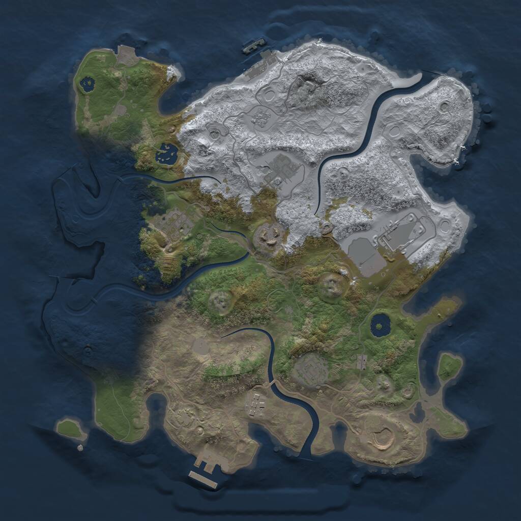 Rust Map: Procedural Map, Size: 3500, Seed: 1704759909, 14 Monuments
