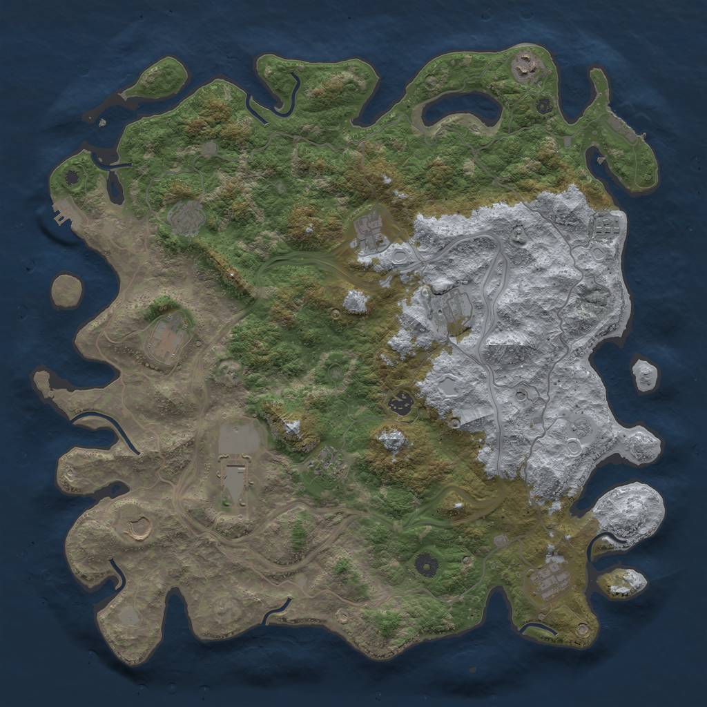 Rust Map: Procedural Map, Size: 4500, Seed: 2072624373, 18 Monuments
