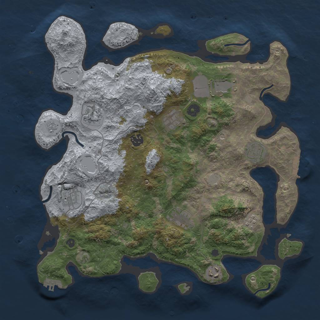 Rust Map: Procedural Map, Size: 3800, Seed: 2100700239, 16 Monuments
