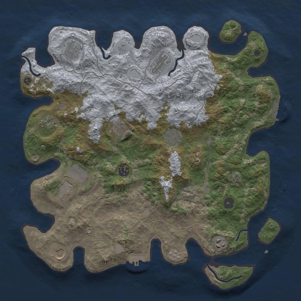 Rust Map: Procedural Map, Size: 4096, Seed: 208310466, 17 Monuments